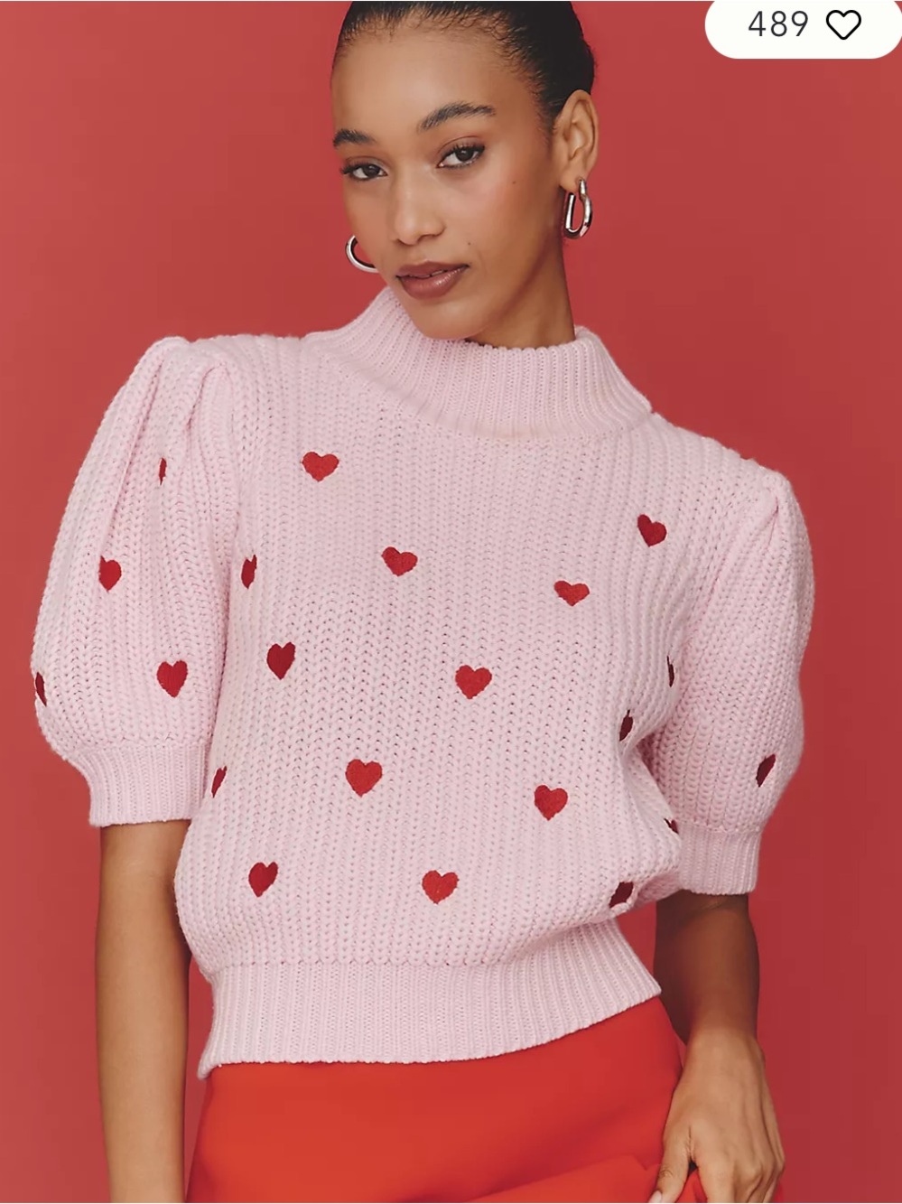 Anthropologie English Factory Puff-Sleeve Heart Sweater